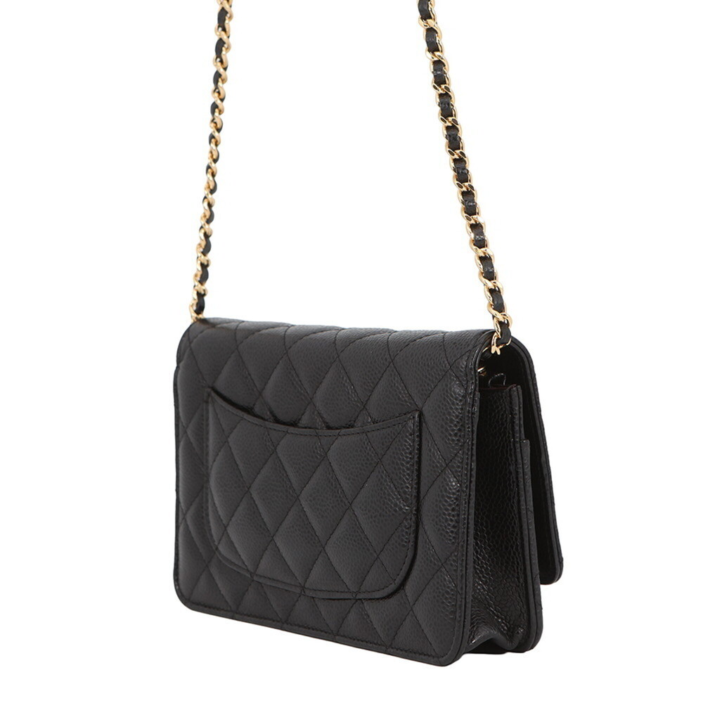 Chanel Chain Wallet Classic Matelassé Coco Mark Caviar Skin AP0250 CHANEL Bla... - Picture 2 of 16